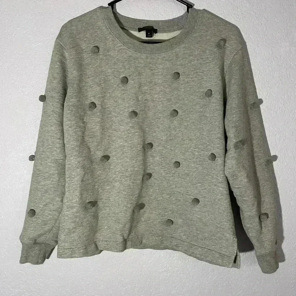 J. Crew Women’s Medium Gray Pom Pom Crewneck
